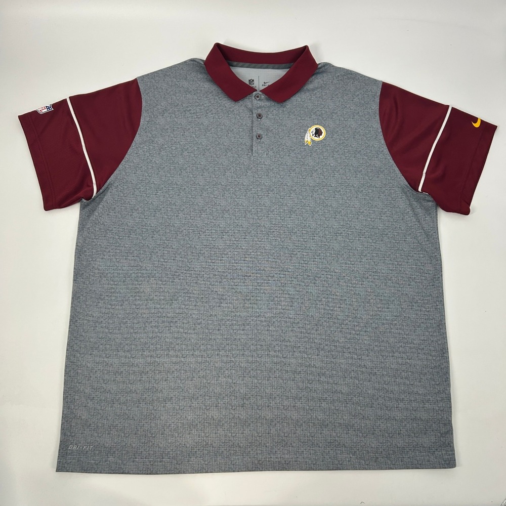 Washington Redskins NFL Shirt Men's 3XL Gray‎ Nike Dri-Fit Short Sleeve Polo